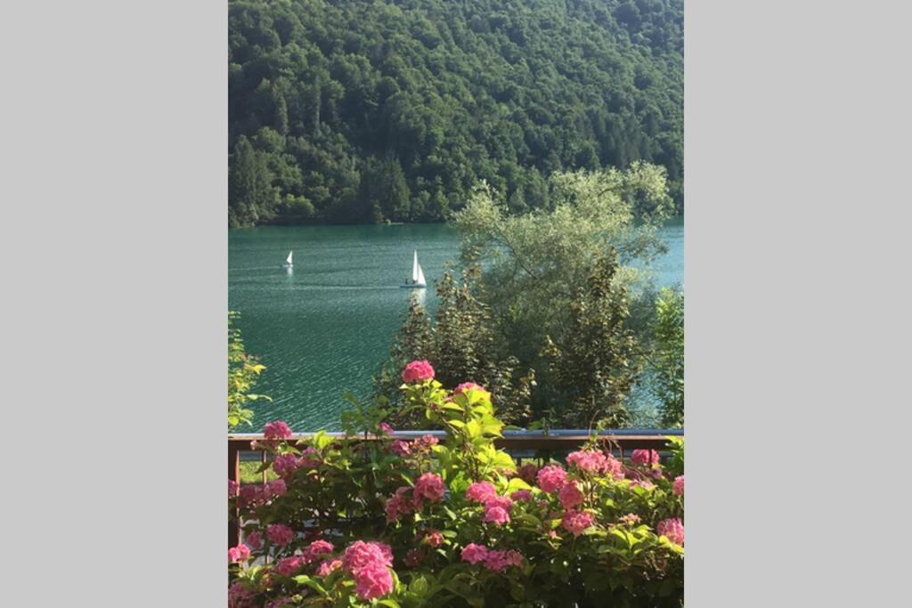 Casa A Schiera Fronte Lago Con Giardino Barcis Exterior photo
